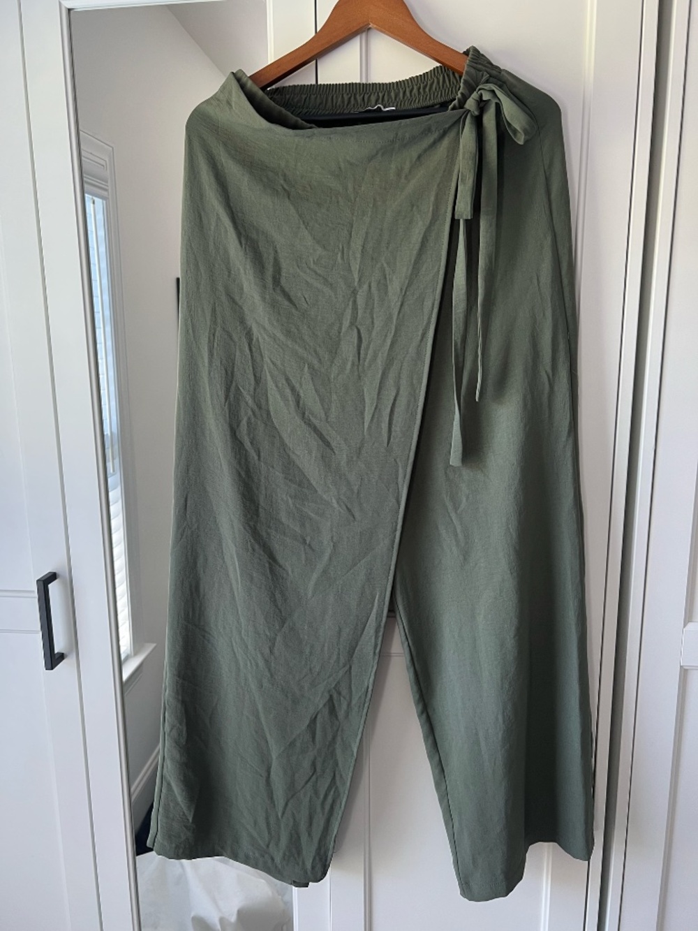 ZARA Olive Green Wrap Front Pants / Skirt (Size L)